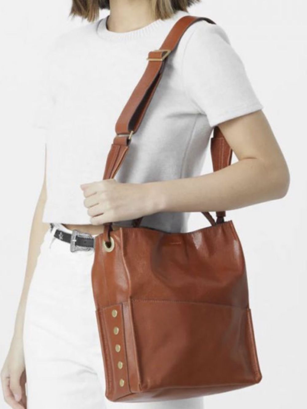 Hammitt David Medium Tote Bag Limited Edition Brown and Brushed Gold Tone